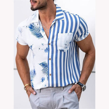 Summer Beach Striped Men's Short Sleeves T Shirts