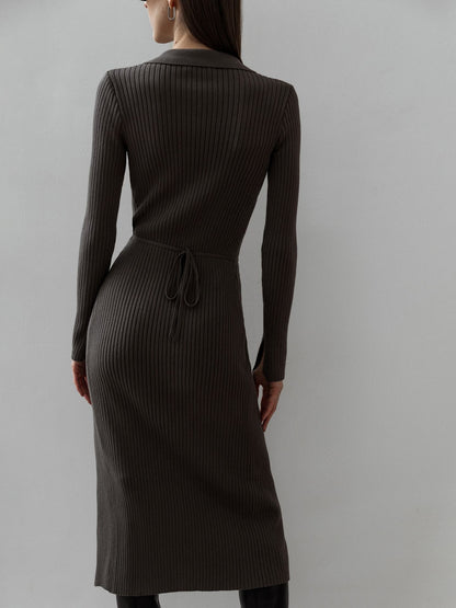 Sexy Polo Neckline Tight Knitted Dresses