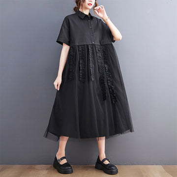 Sexy Summer Tulle  Black A Line Long Shirts Dresses