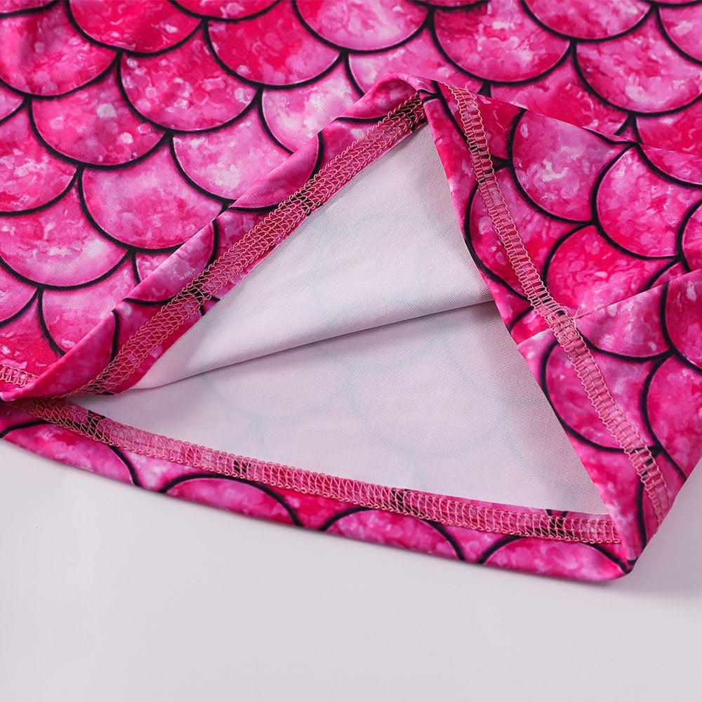 3D Fish Scale Design Two Pieces Swimsuits for Girls