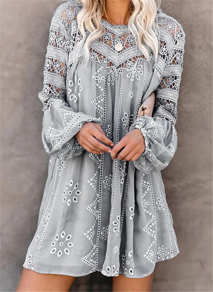 Women Summer Hollow Out Casual Short Dresses-STYLEGOING