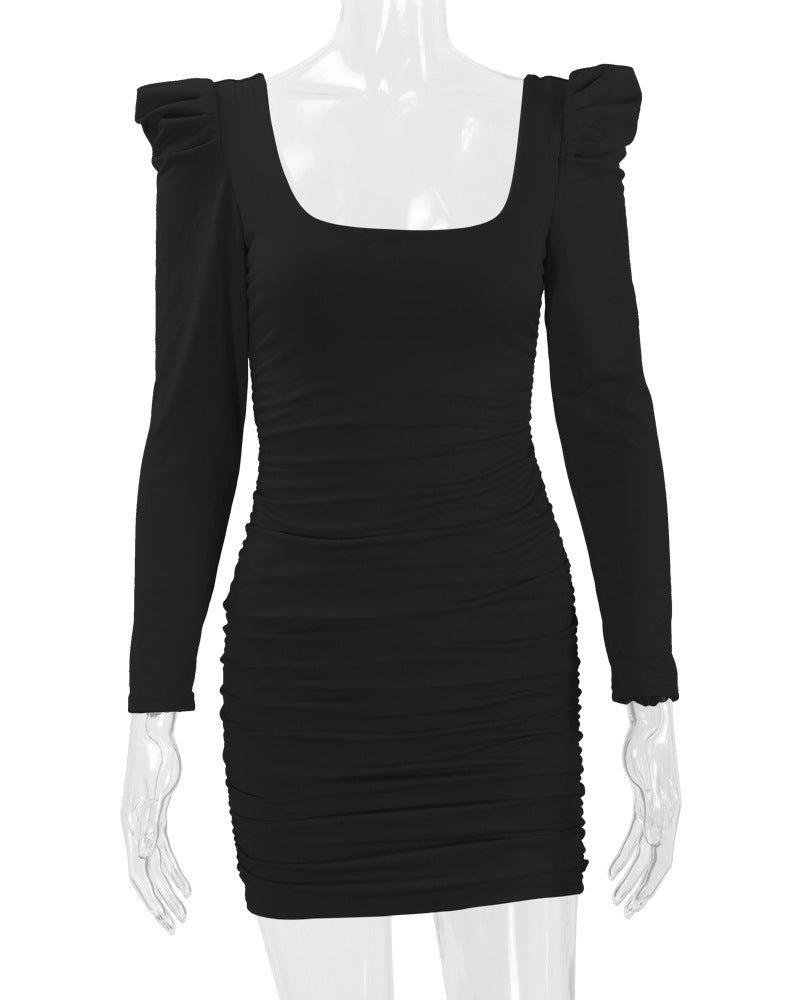Sexy Square Neckline Long Sleeves Mini Sheath Dresses