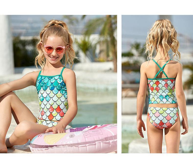 Sumemr Girls Fish Scale Print 2pcs/set-STYLEGOING
