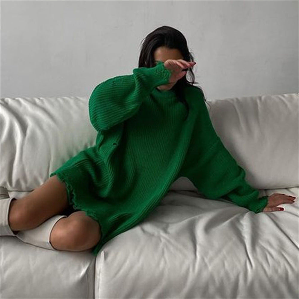 Women Plus Sizes Knitting Long Sweaters