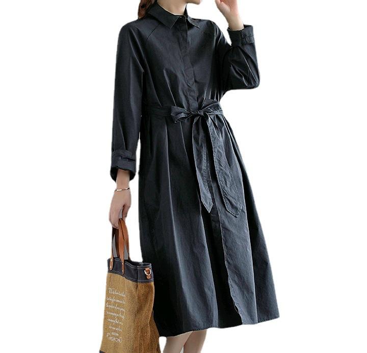 Women Slim Waist Flong Midi Length Fall Overcoat-STYLEGOING