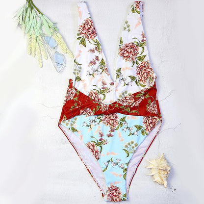 Sexy Flower Print One Piece Swimwear-STYLEGOING