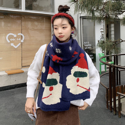 Christmas Santa Claus Knitted Winter Scarves for Gifts