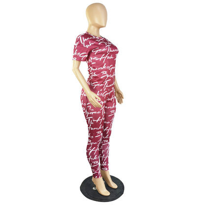Sexy Summer Short Sleeves Two Pieces Suits