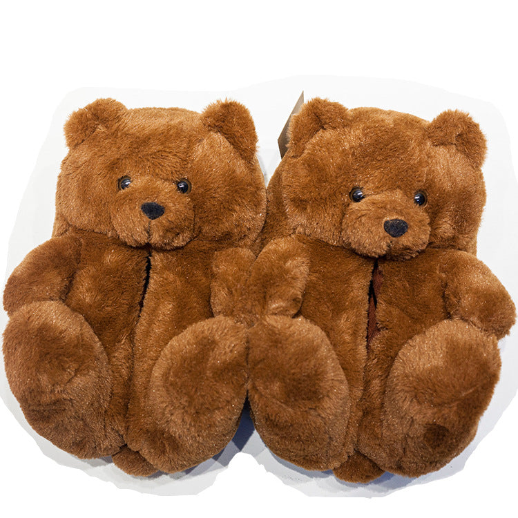Winter Teddy Bear Plush Slippers