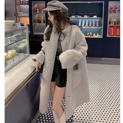 Winter Soft Warm Artificial Fur Long Overcoats for Women