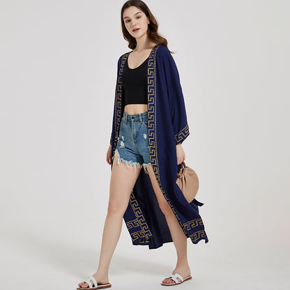 Navy Blue Summer Holiday Beach Bikini Cover Ups