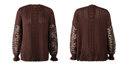 Women Lace Knitting Hollow Out Sweaters