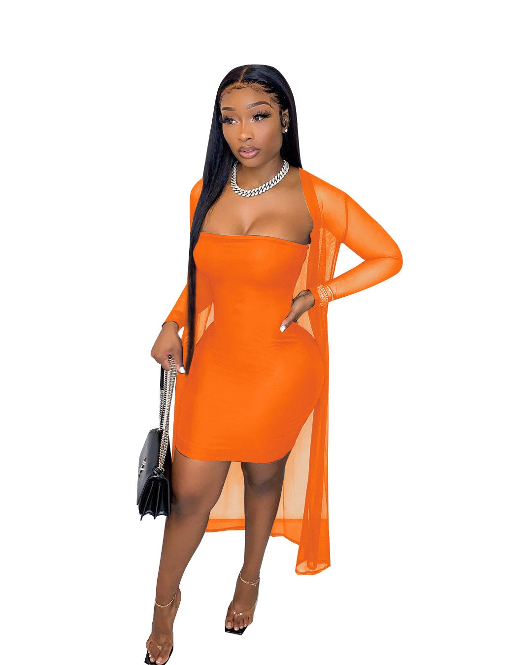 Hot Sexy See Through Net 2pcs Night Clubwear Dresses-STYLEGOING