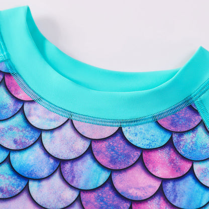 3D Fish Scale Design Two Pieces Swimsuits for Girls