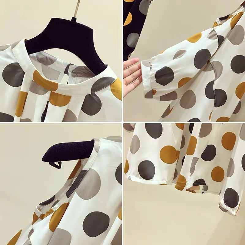 Polk Dot Chiffon Women Shirts Blouses