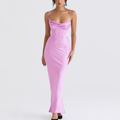 Sexy Satin Spaghetti Straps Long Dresses