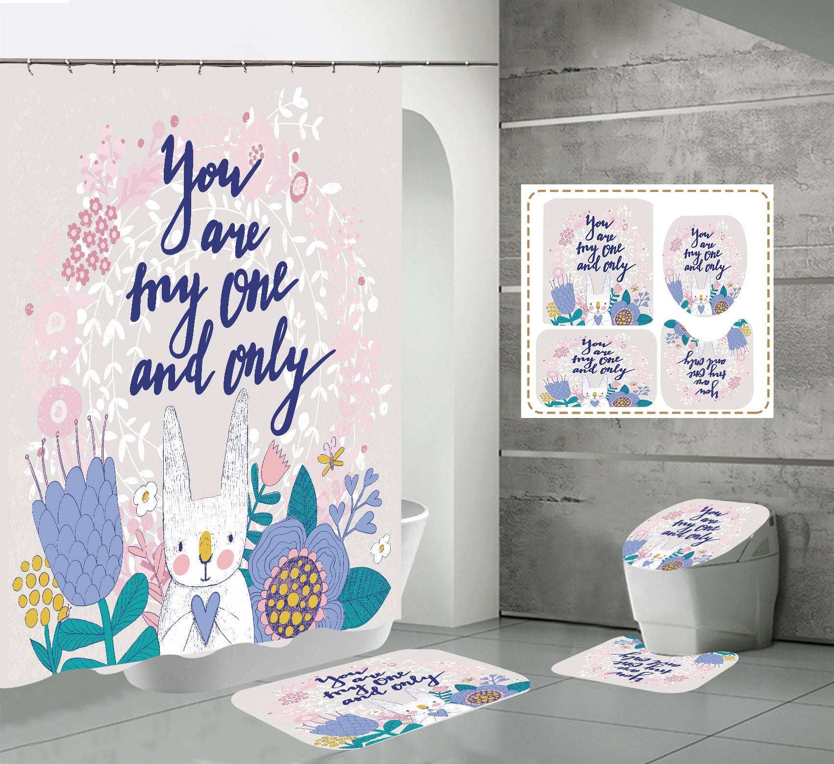 Happy Easter Day Shower Curtain Sets