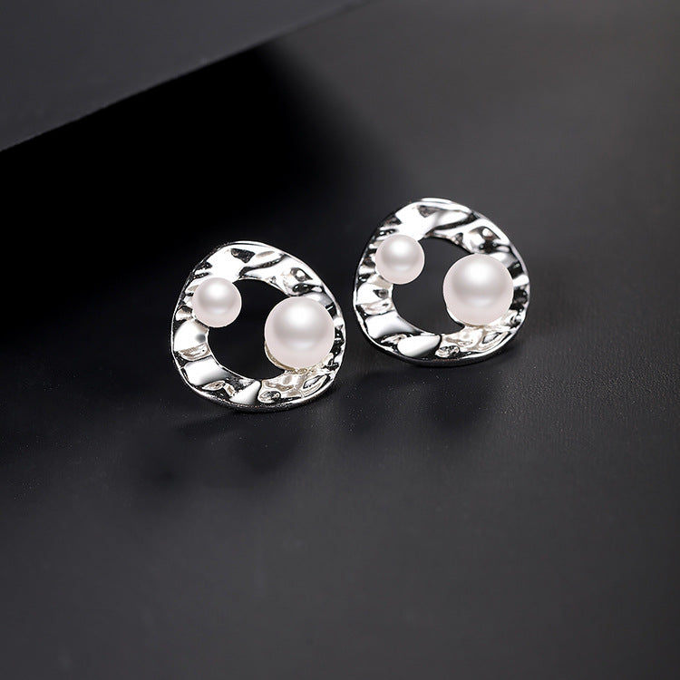 Desined Pearl Sterling Silver Earrings Studs for Women