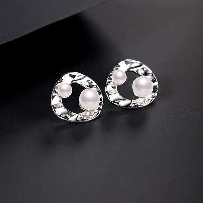 Desined Pearl Sterling Silver Earrings Studs for Women