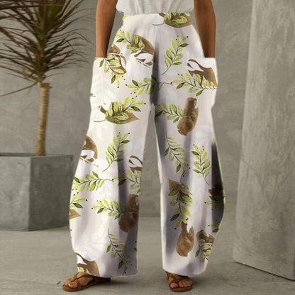 Casual Natural Waist Wide Legs Summer Long Pants