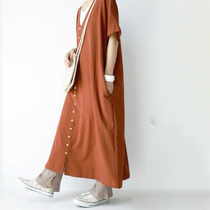 Casual Summer V Neck Long Cozy Dresses