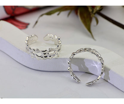 Luxury Irregular Open End Sterling Silver Rings