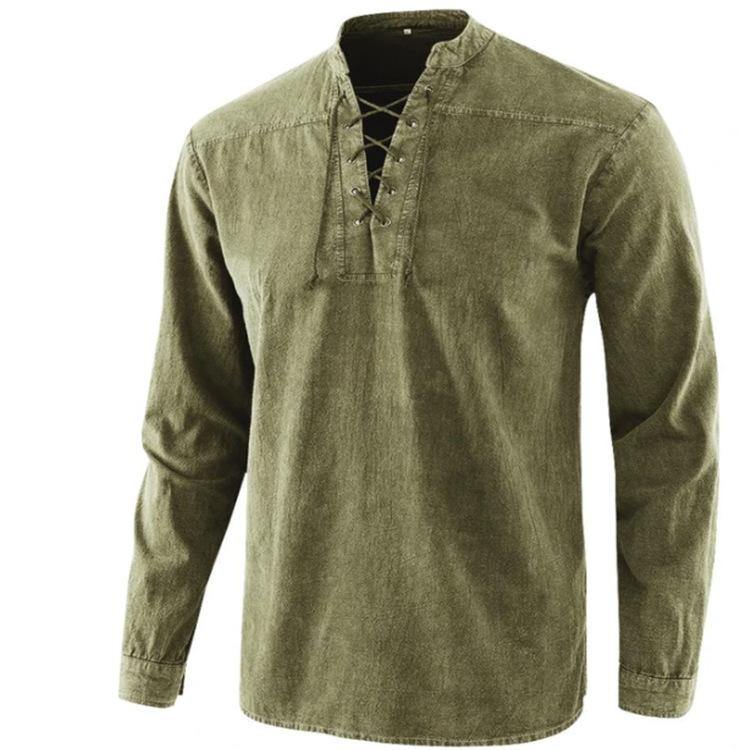 Vintage Men Casual Long Sleeves Shirts-STYLEGOING