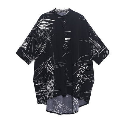 Casual Graffiti Irregular Summer Women Shirts