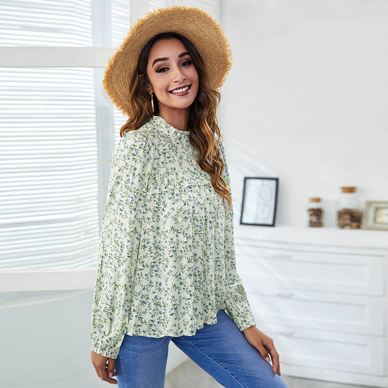 Casual Long Sleeves Spring Top Blouses for Women