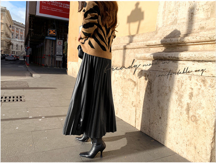 Women High Waist Pleated Fall Skirts