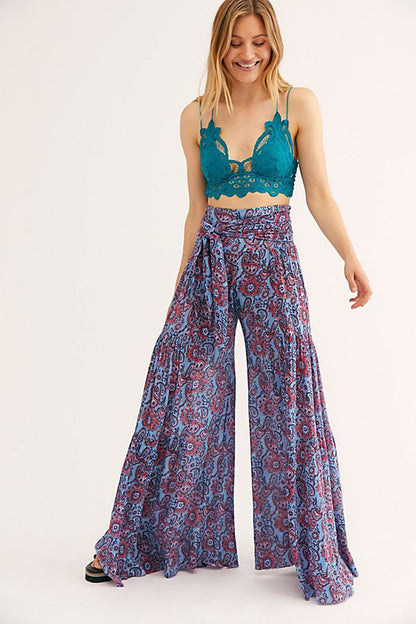 Casual Summer Floral Print Trumpet Pants for Women