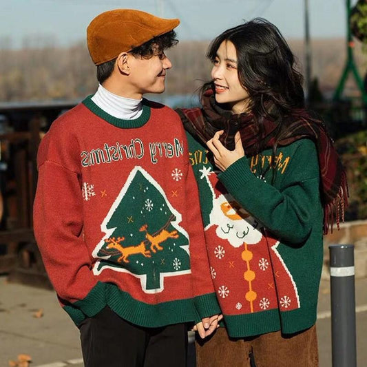 Christmas Casual Round Neck His-and-hers Knitting Sweaters
