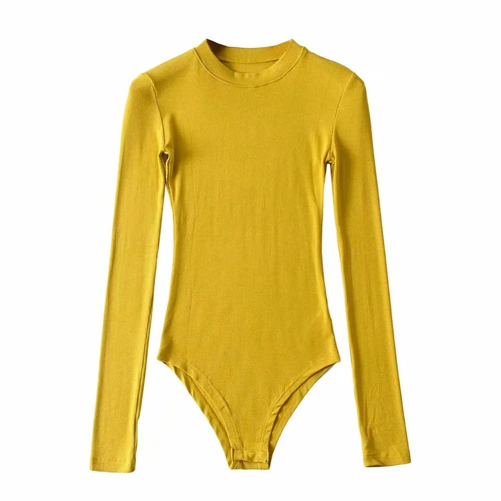 Sexy Tight Round Neck Long Sleeves Romper Shirts