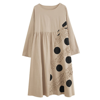 Vintage Dot Print Plus Sizes Long Dresses
