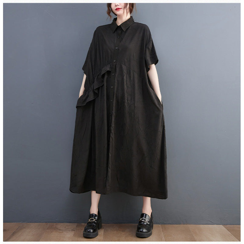 Summer Ruffled Plus Sizes Midi Shirts Dresses