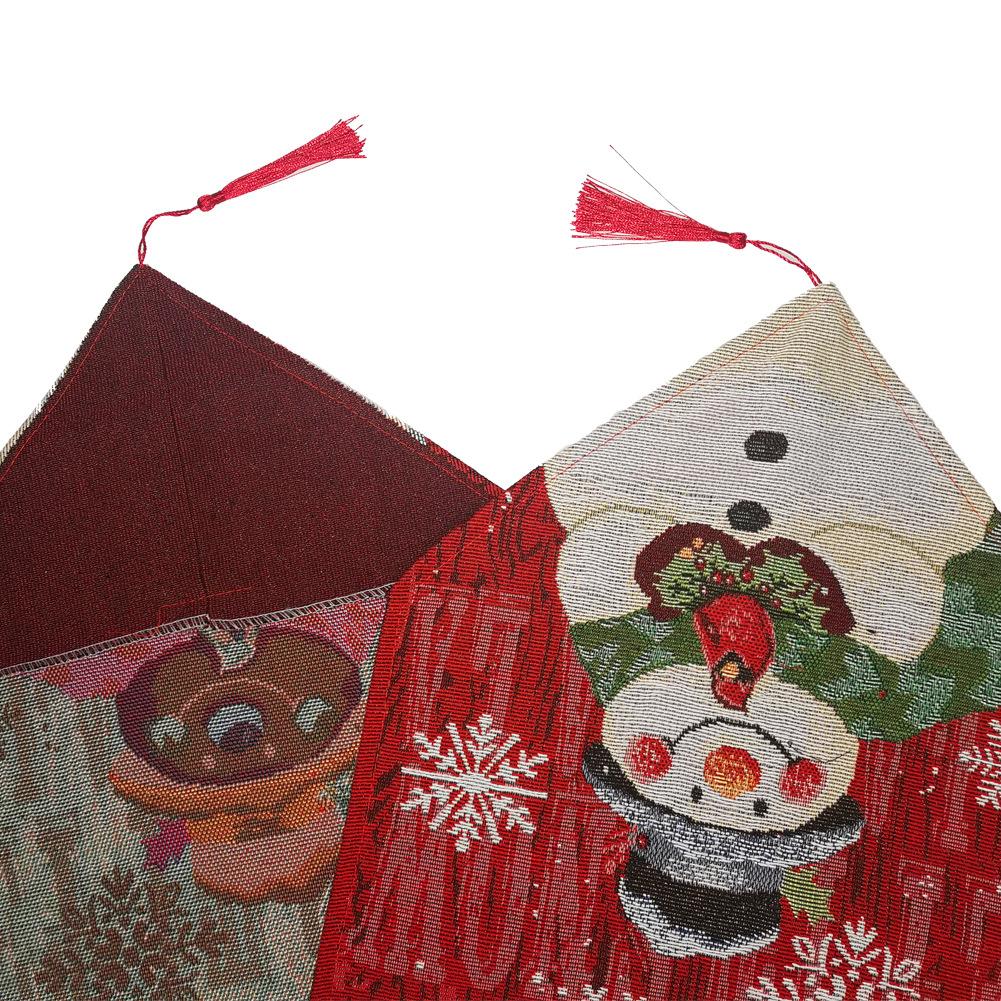 Christmas Snowman Linen Embroidery Table Runner
