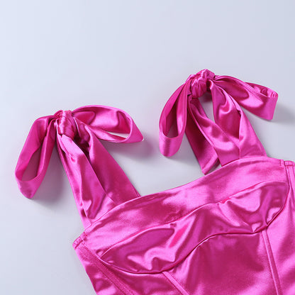 Sexy Satin Backless Vest Crop Tops for Women