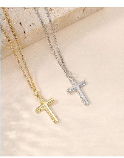 Irregular Cross Design Sterling Silver Necklace for Women