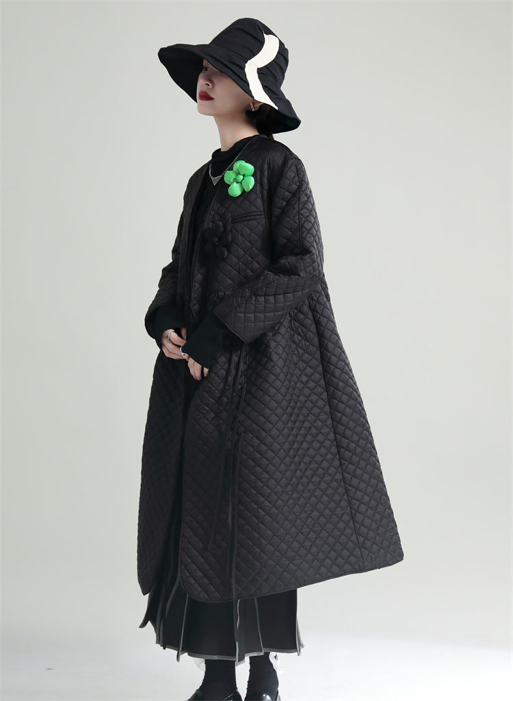 Black Cotton Winter Women Overcoats