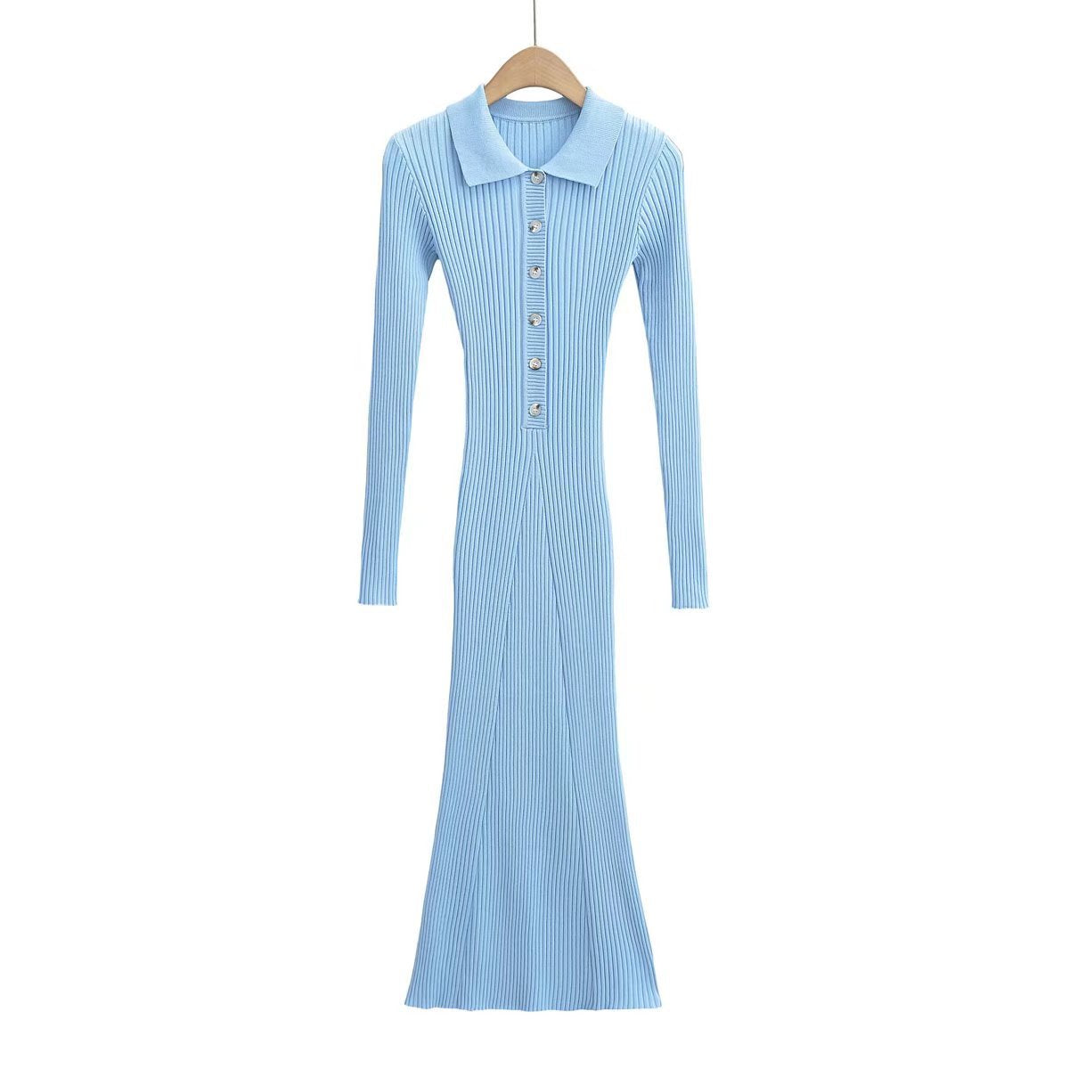Sexy Polo Neckline Knitted Long Mermaid Dresses