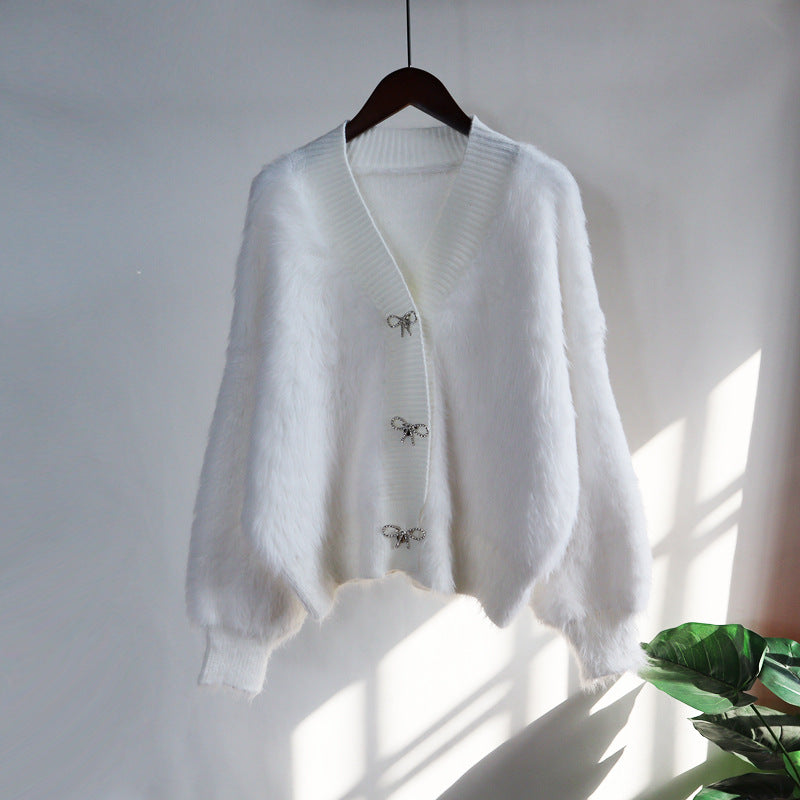 Warm Mink Wool Knitting Women Overcoat