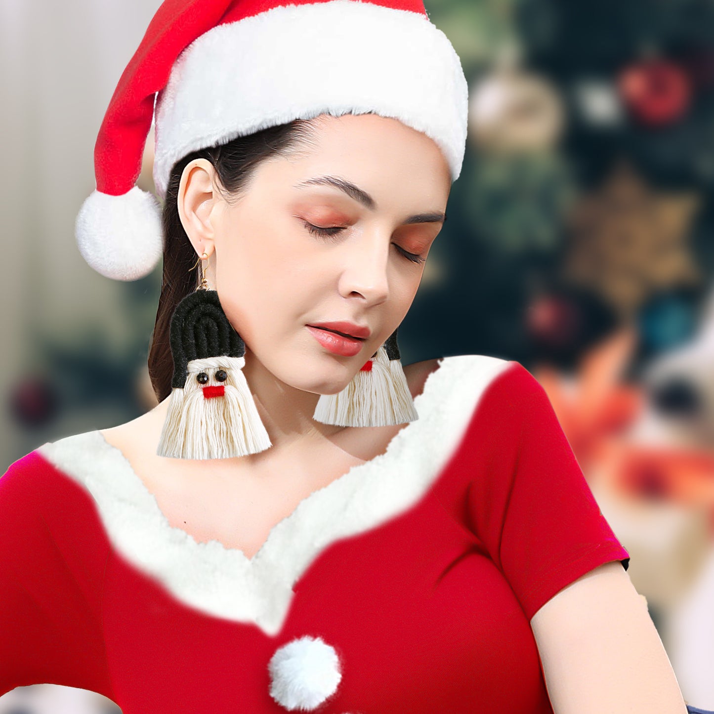 Christmas Design Boho Woven Tassel Earrings