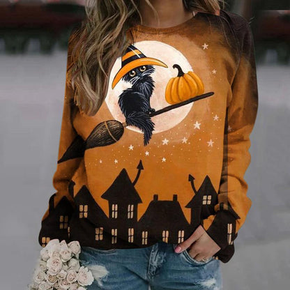Halloween 3D Pumpkin Print Women Hoodies