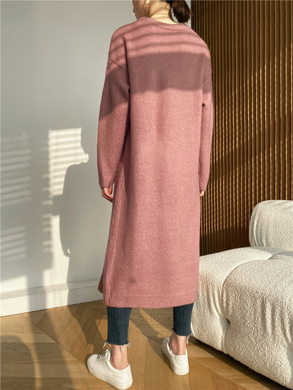 Warm Knitting Split Design Pullover Long Dresses