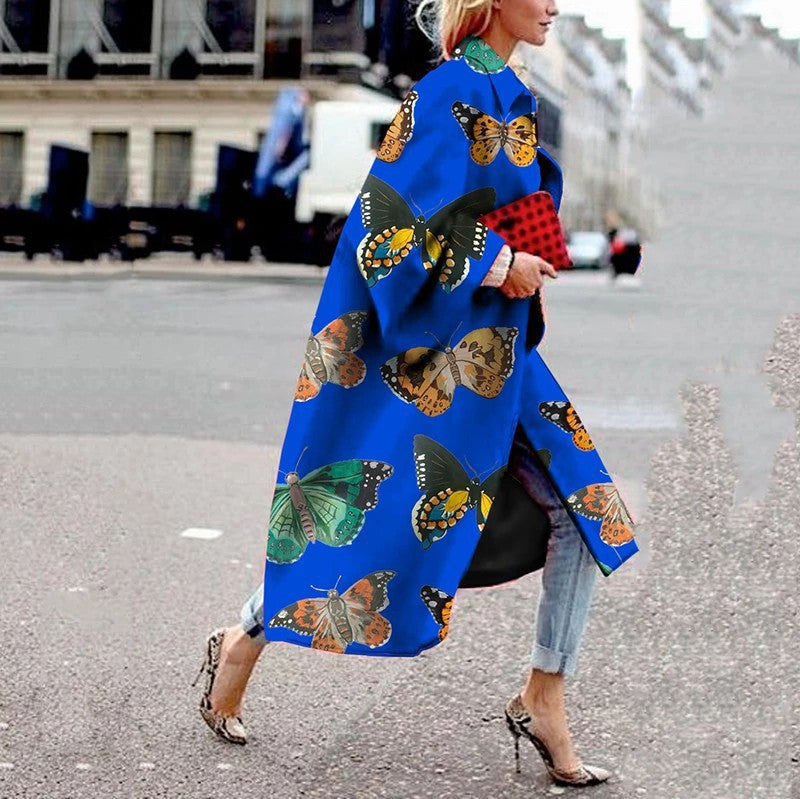 Classy Print Women Long Coats
