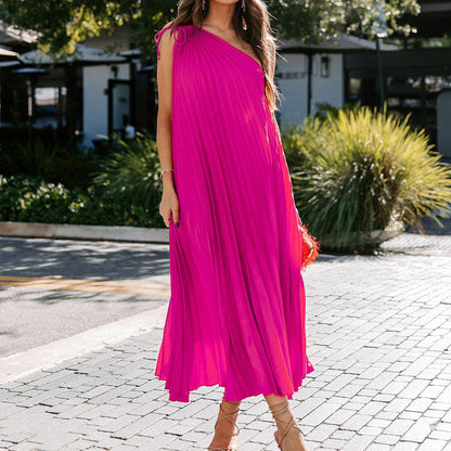Casual One Shoulder Sleeveless Summer Long Dresses