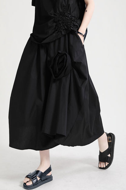 Casual 3D Flower Decoration Women Skirts