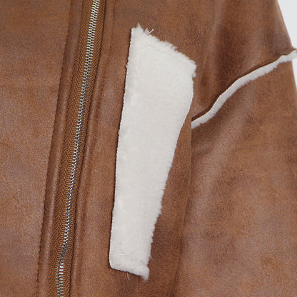 Luxury Motorcycle Sheep Fleece Jacket Coat for Winter