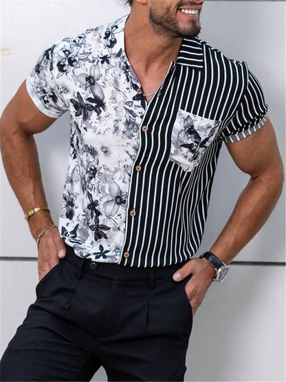 Summer Beach Striped Men's Short Sleeves T Shirts