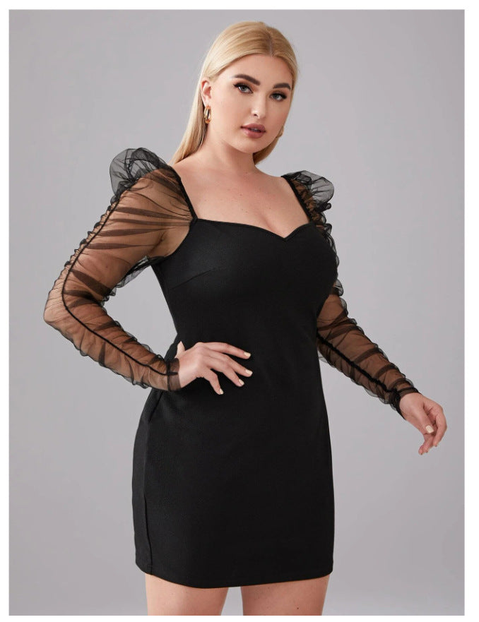 Black Tulle Plus Sizes Women Dresses